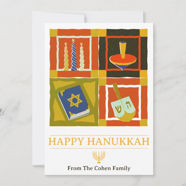 Cartão De Festividades Amor e Luz | Foto simples da família Hanukkah (Frente)