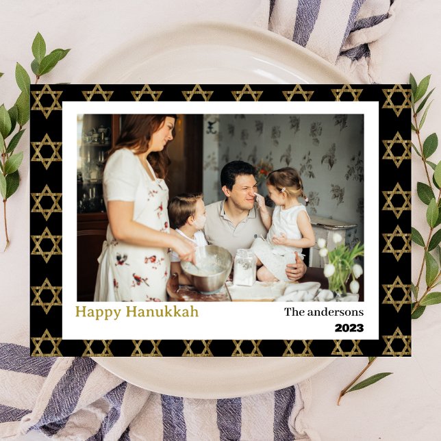 Cartão De Festividades Amor e Luz | Foto simples da família Hanukkah (Criador carregado)