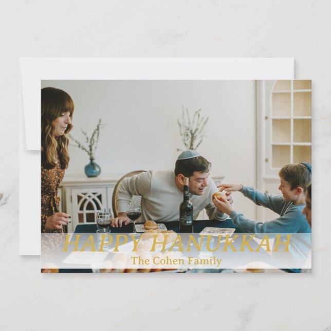 Cartão De Festividades Amor e Luz | Foto simples da família Hanukkah (Frente)