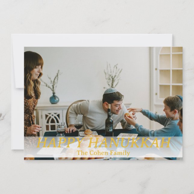 Cartão De Festividades Amor e Luz | Foto simples da família Hanukkah (Frente)