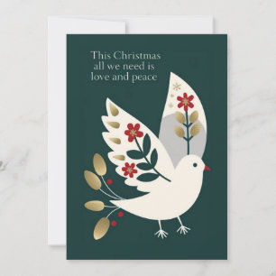 Cartão De Festividades Amor e Paz Natal elegante e sofisticado