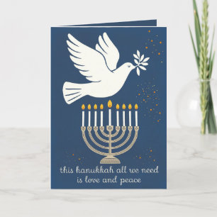 Cartão De Festividades Amor e Paz Simples clássico e Elegante Hanukkah