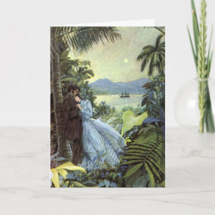 Cartão De Festividades Amor e romance do vintage, vista tropical