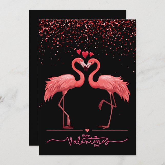 Cartão De Festividades Amor Flamingo Rosa - Namorados Ser (Frente/Verso)