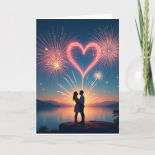Cartão De Festividades Amor Fogos de Artifício 5 Cartas