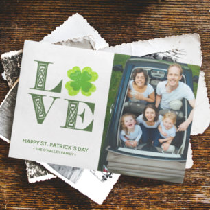 Cartão De Festividades AMOR Foto do Shamrock Celta Irlandês do Dia de São