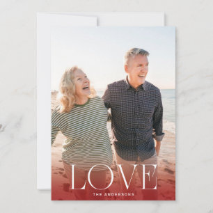 Cartão De Festividades AMOR Foto Moderna com Sobreposição Branco e Verm
