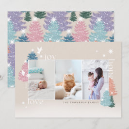 Cartão De Festividades Amor Joy Hope Pastel Floresta de Natal 3 Foto