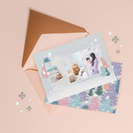 Cartão De Festividades Amor Joy Hope Pastel Floresta de Natal 3 Foto