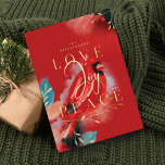 Cartão De Festividades Amor Joy Peace Red Cardincolor Vermelho<br><div class="desc">Nosso cartão de Natal de Natal de espírito cardinal incorpora calor, vida e energia inspirados pela natureza. Escovas expressivas e derrames de caneta são combinadas com nossa trabalho de arte artística estriada de pássaros cardeal. Evocando o sentimento de amor, alegria e paz. Matizes saturados de vermelhos, pincéis, negros profundos, negros...</div>