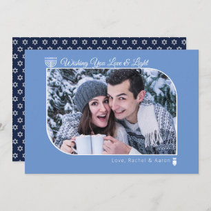 Cartão De Festividades Amor moderno e Hanukkah leve desejo feriado fotogr