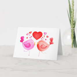 Cartão De Festividades Amor pássaros coração cor-de-rosa vermelho Namorad