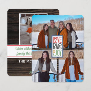 Cartão De Festividades Amor Paz & Alegria (adicione suas fotos) Madeira R