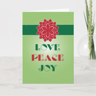 Cartão De Festividades Amor Verde e Vermelho Moderno, Paz, citação de J