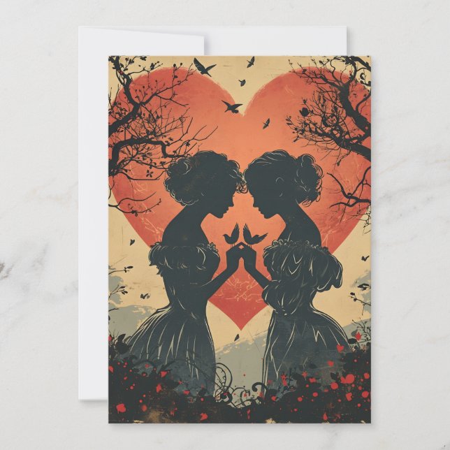 Cartão De Festividades Amor Vintage LGBTQ Dia dos Namorados  (Frente)