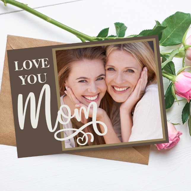 Cartão De Festividades Amor Você Mamãe Foto e Texto Personalizados (Criador carregado)