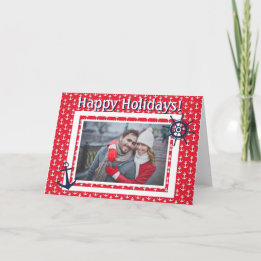 Cartão De Festividades Âncora Náutica e Roda do Navio Foto e Texto Person