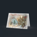 Cartão De Festividades Angel and Snowman Sparkle Christmas Card<br><div class="desc">Pretty snowman ornament hanging from the Christmas Tree,  gold and burgundy accents with the quote,  "Tis the Season to Sparkle" on the inside.</div>