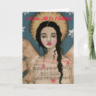 Cartão De Festividades Angel Christmas Card O Come All Ye Faithful