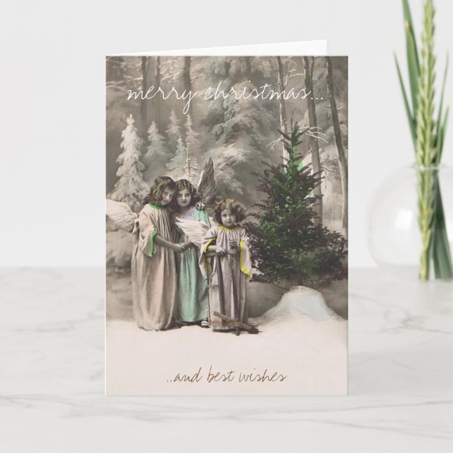 Cartão De Festividades Angel vintage christmas greeting card (Frente)