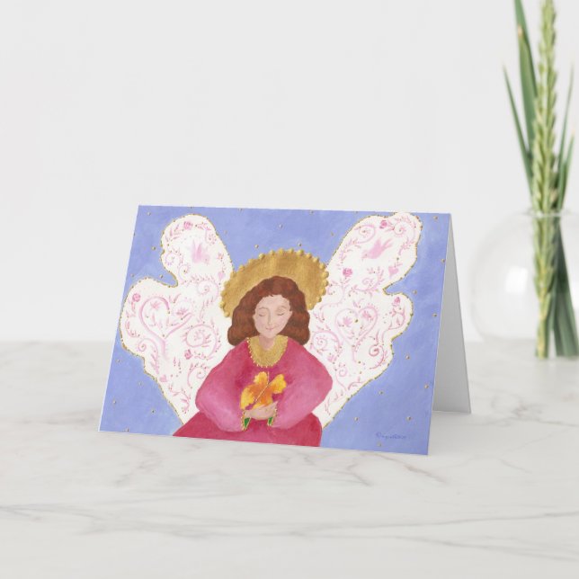 Cartão De Festividades angel with butterfly Christmas card (Frente)