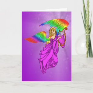 Cartão De Festividades Angel with Rainbow Wings