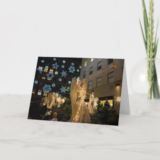 Cartão De Festividades Angels and Snowflakes (Frente)