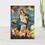 Cartão De Festividades Angels e Imaculada Concepção da Virgem<br><div class="desc">Imaculada Concepção da Virgem é uma pintura do mestre barroco espanhol,  de Hose Antolinez Madrid 1665. design Elegante com uma pedra brilhante azul-safira.</div>