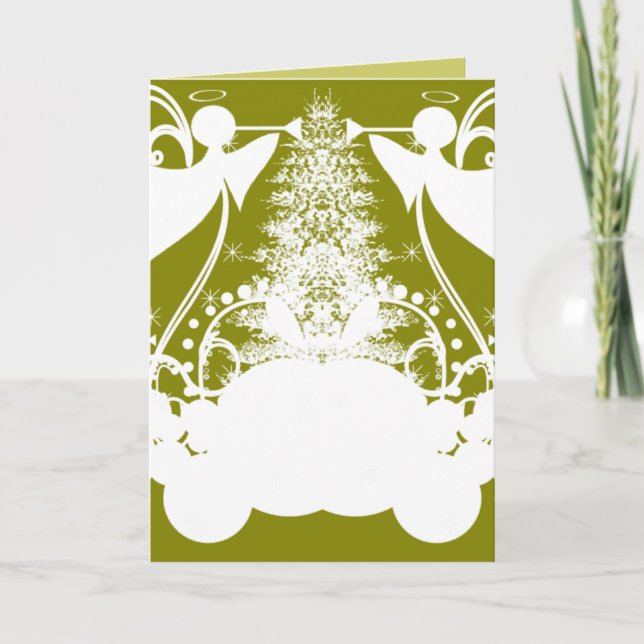 Cartão De Festividades Ângels em Verde (Frente)
