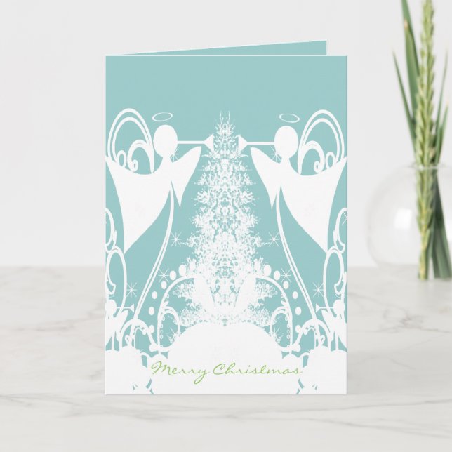 Cartão De Festividades Ângels em Verde (Frente)