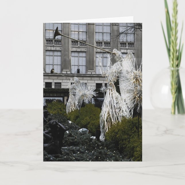 Cartão De Festividades Angels in Manhattan, NYC Christmas Card (Frente)