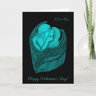 Cartão De Festividades Angels Kissing, Design preto e verde