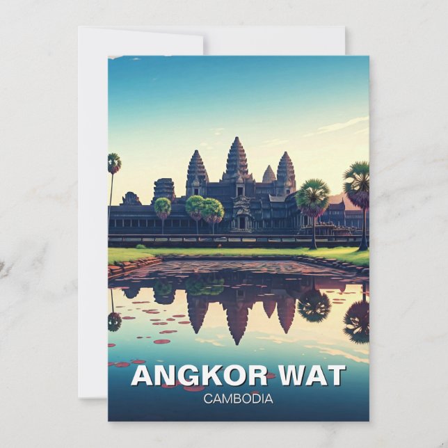 Cartão De Festividades Angkor Wat Cambodja no amanhecer (Frente)