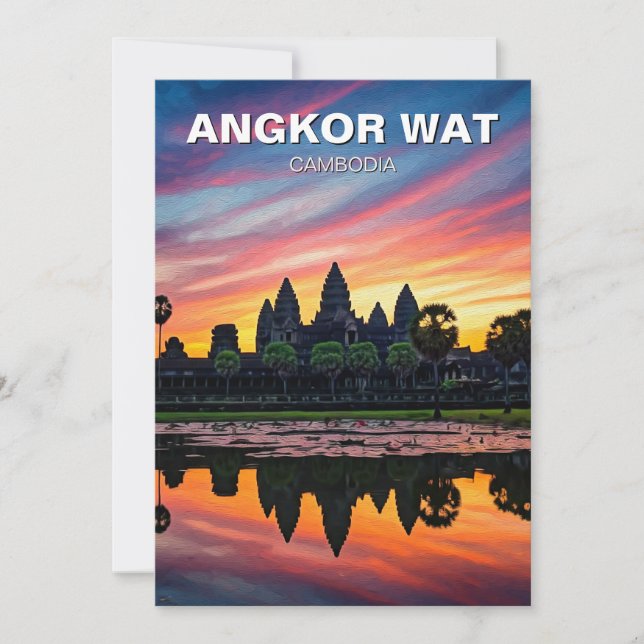 Cartão De Festividades Angkor Wat Cambodja Sunset (Frente)
