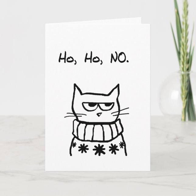 Cartão De Festividades Angry Cat in a Christmas Sweater - Funny Cat Xmas (Frente)