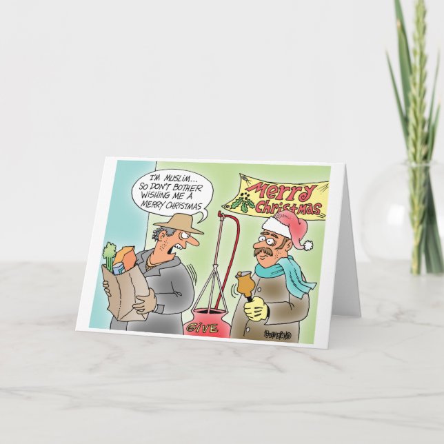 Cartão De Festividades Angry Muslim Christmas Card (Frente)