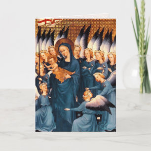 Cartão De Festividades Ângulos ao redor da Virgem e Cristo Child