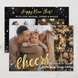 Cartão De Festividades Anima-se ao Ano Novo Luz 3 Foto Preta