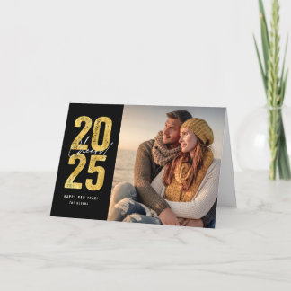 Cartão De Festividades Anima-Se Com A Tipografia Dourada De 2025 Foto De