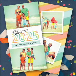 Cartão De Festividades Anima-se com o Feliz ano novo 2022 Citrus Stripes 
