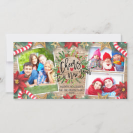 Cartão De Festividades Anima-se com uma Foto de Saudação do Script de Ano