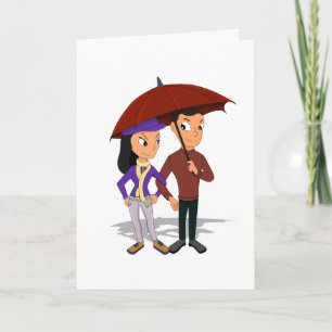 Cartão De Festividades Animação de casal jovem e feliz personalizada