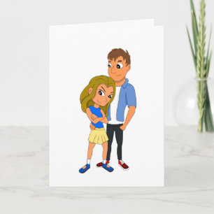 Cartão De Festividades Animação de casal jovem e feliz personalizada