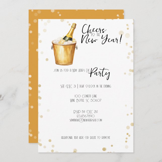 Cartão De Festividades Animações para a Festa de Ano Novo (Frente/Verso)