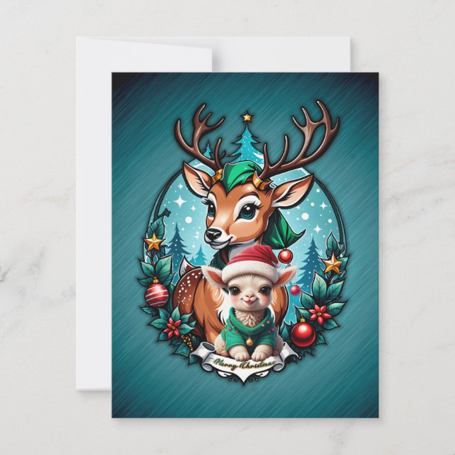 Cartão De Festividades Animada e convidativa ilustração de Natal (Frente)