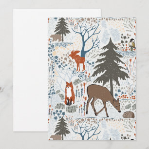 Cartão De Festividades Animais da Floresta de Inverno de Férias