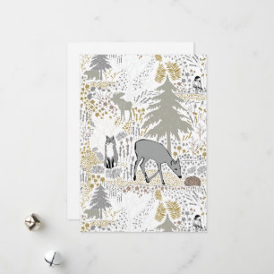 Cartão De Festividades Animais da Floresta de Madeira de Férias