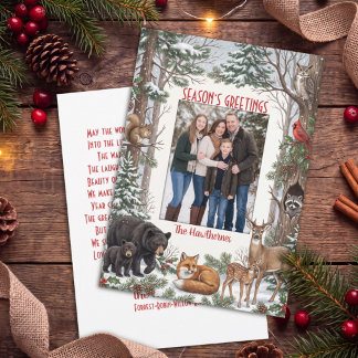 Cartão De Festividades Animais da Floresta Foto de Família Cumprimentos d