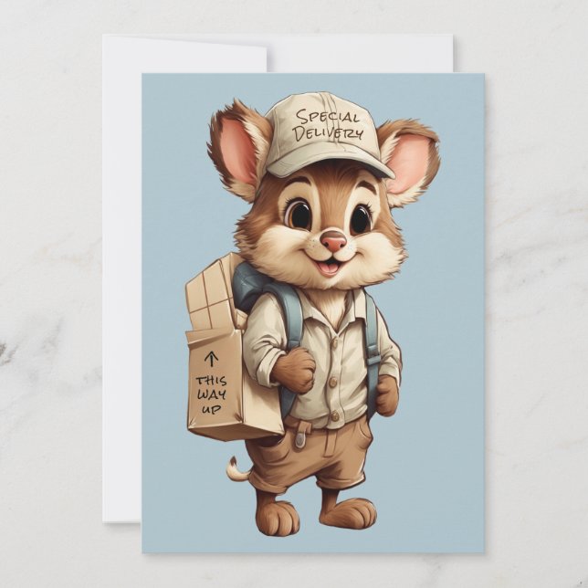 Cartão De Festividades Animais de Cartoon Cute Entrega Especial Em Qualqu (Frente)