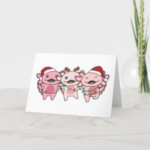 Cartão De Festividades Animais de Natal Axolotl Axolotls